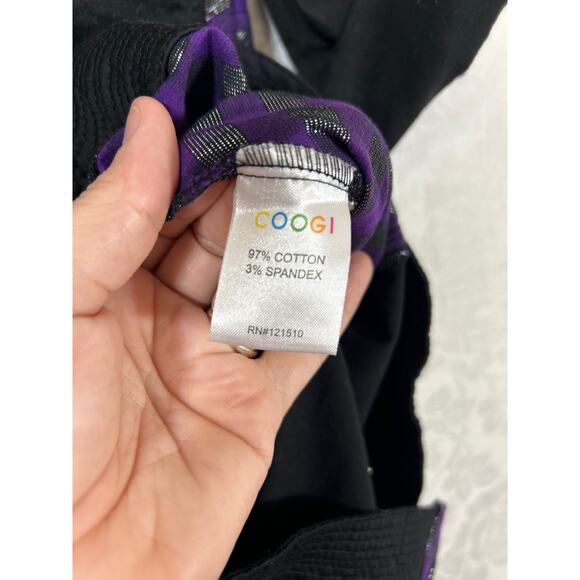 Coogi Shirt Dress 2X Black Purple Silver Belted Studded Logo Smocked Waist Y2K - Picture 10 of 16